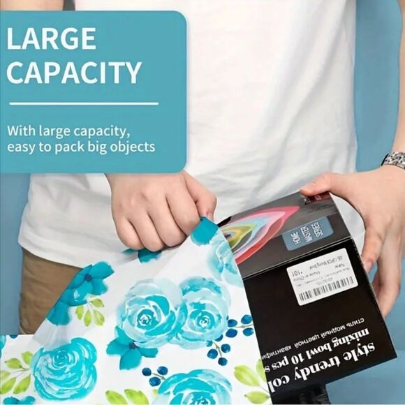 10x13 Blue & White Floral Polymailers 25Ct - Picture 4 of 5